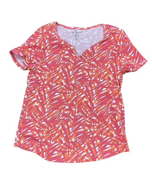 Top Ss By Chicos In Orange & Pink, Size:L