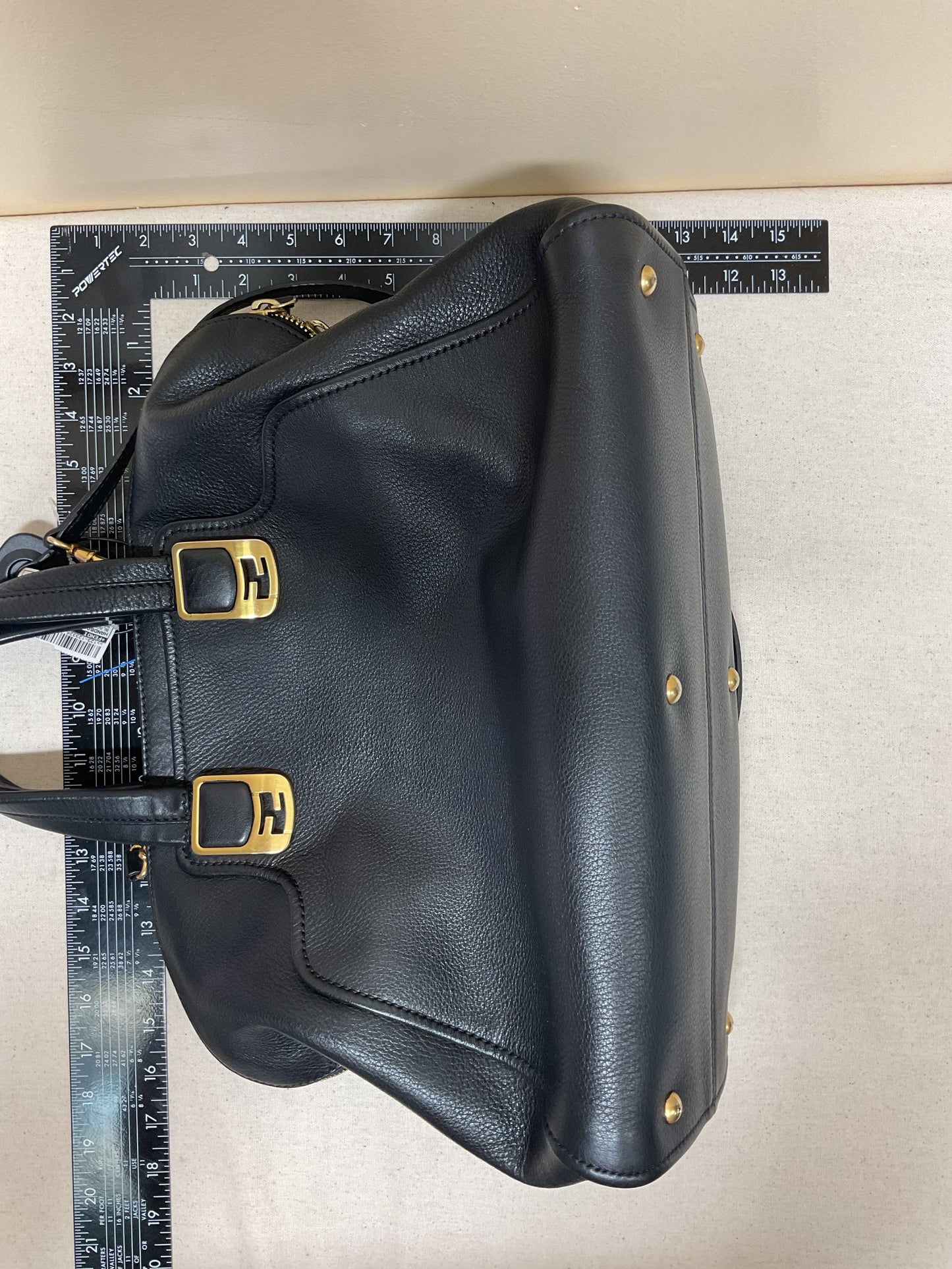 Handbag Luxury Designer By Fendi In Black, Size:Medium