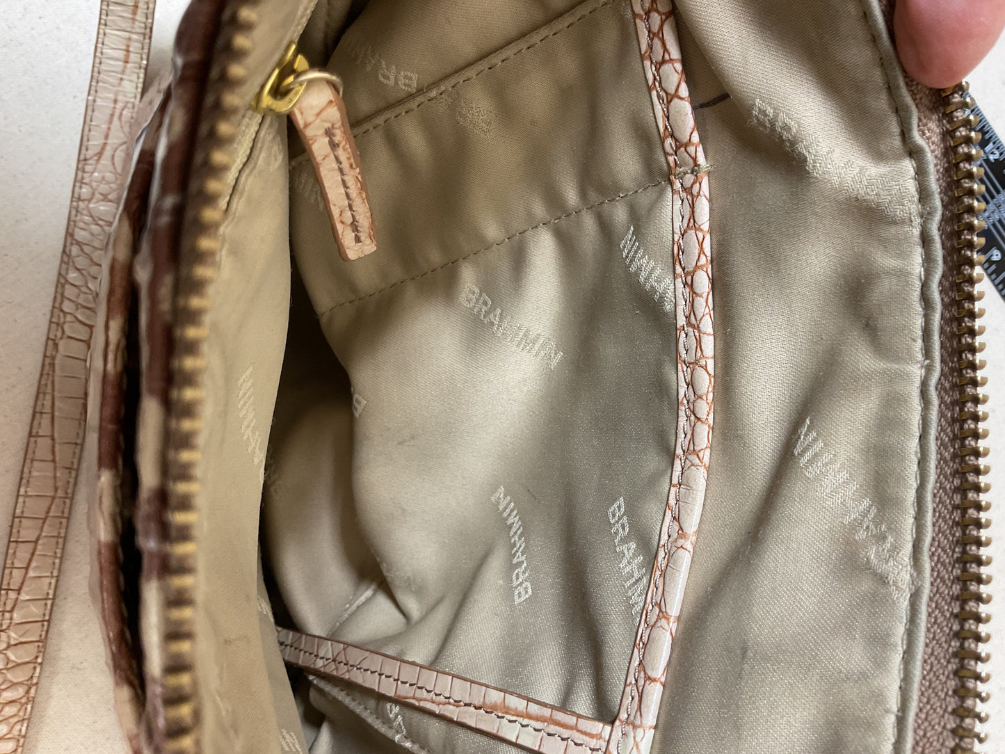 Crossbody Designer By Brahmin In Tan, Size:Medium