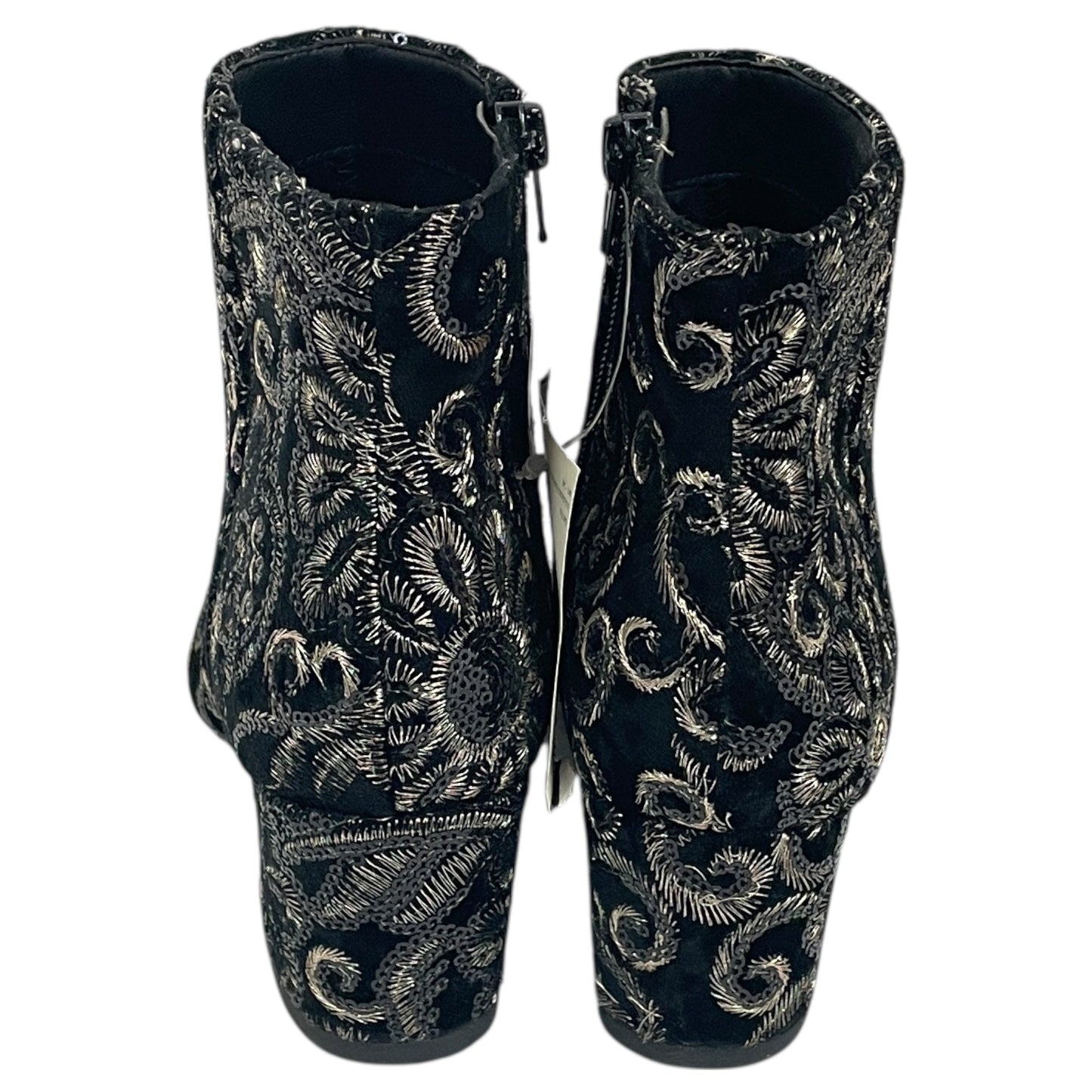 Boots Ankle Heels By Aldo In Black & Silver, Size:6.5