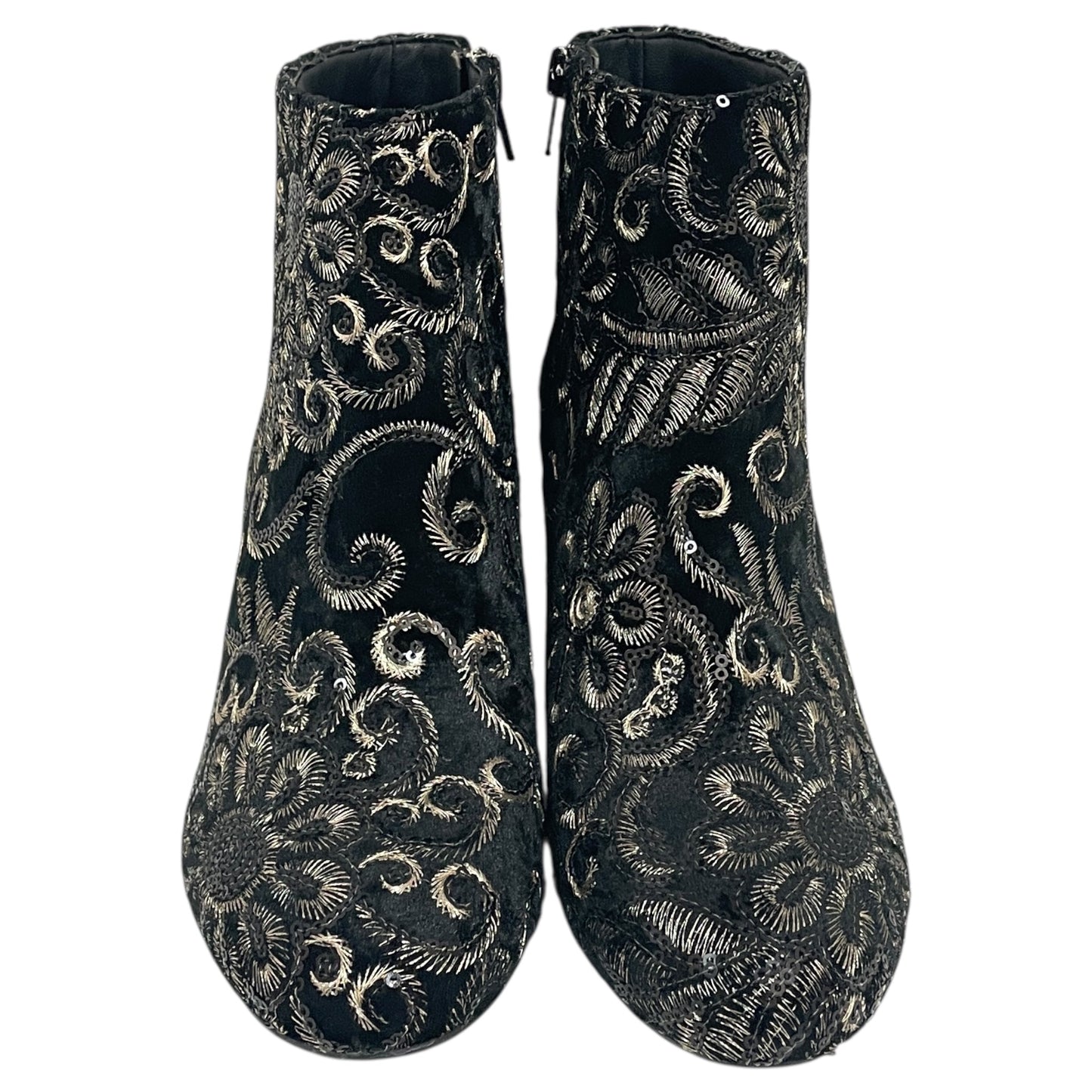 Boots Ankle Heels By Aldo In Black & Silver, Size:6.5