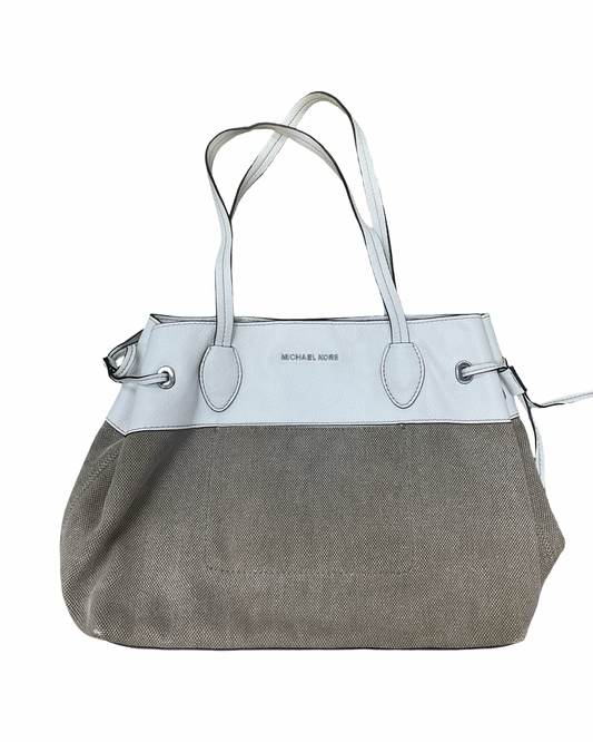 Handbag Designer By Michael Kors In Tan & White, Size:Large