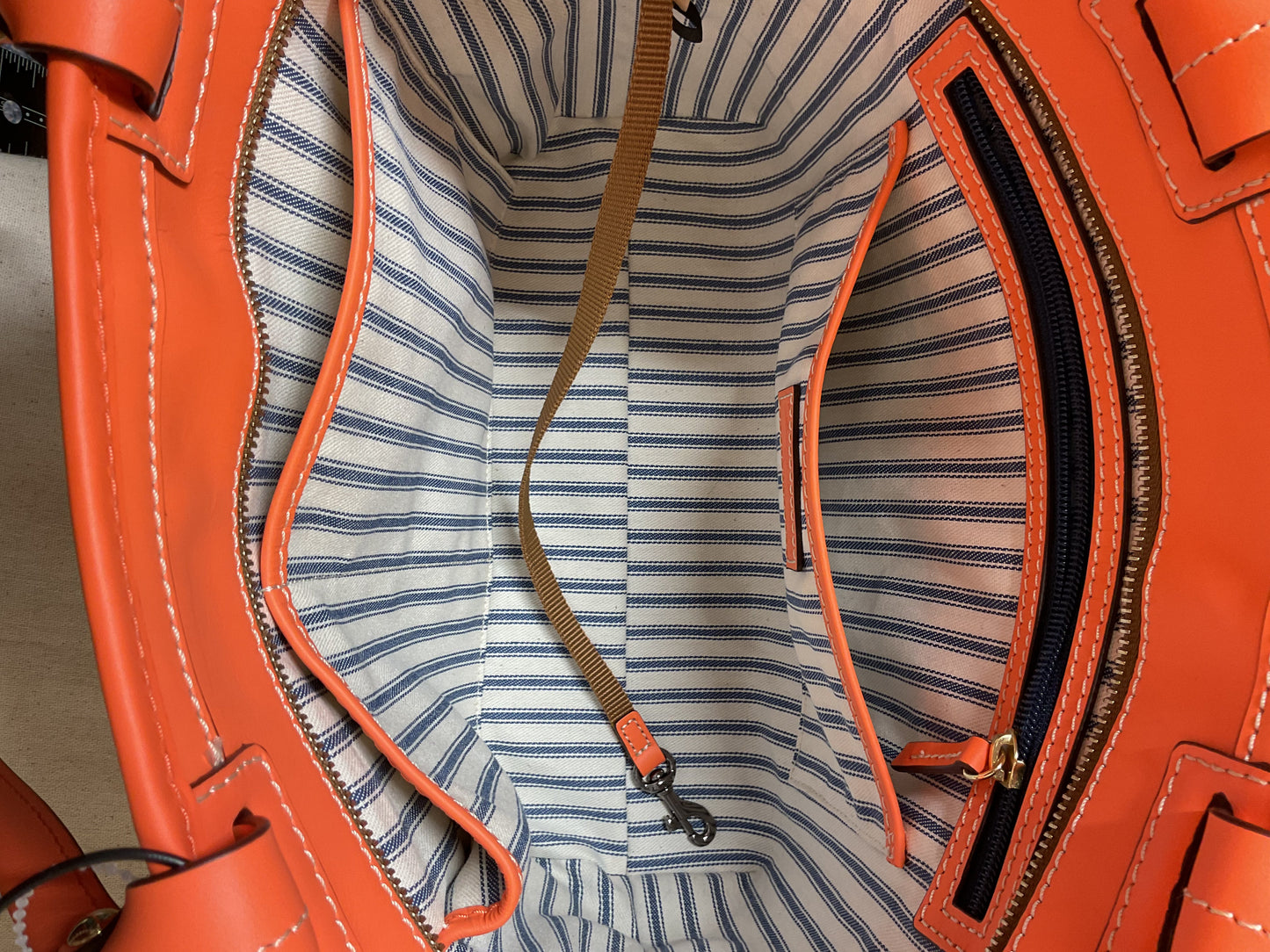 Handbag Designer By Dooney And Bourke In Brown & Orange, Size:Medium