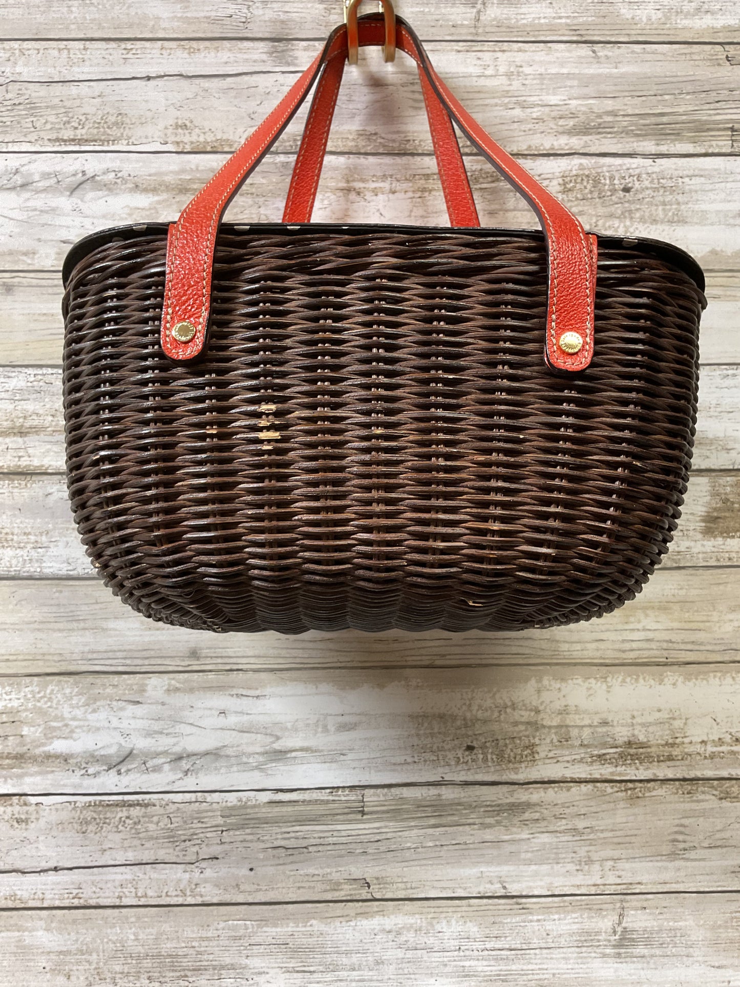 Handbag Designer By Kate Spade In Brown & Orange, Size:Small