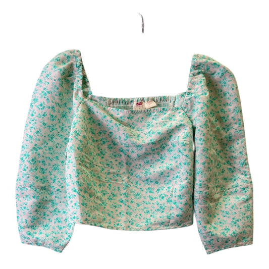 Top 3/4 Sleeve By Levis In Green & White, Size:M