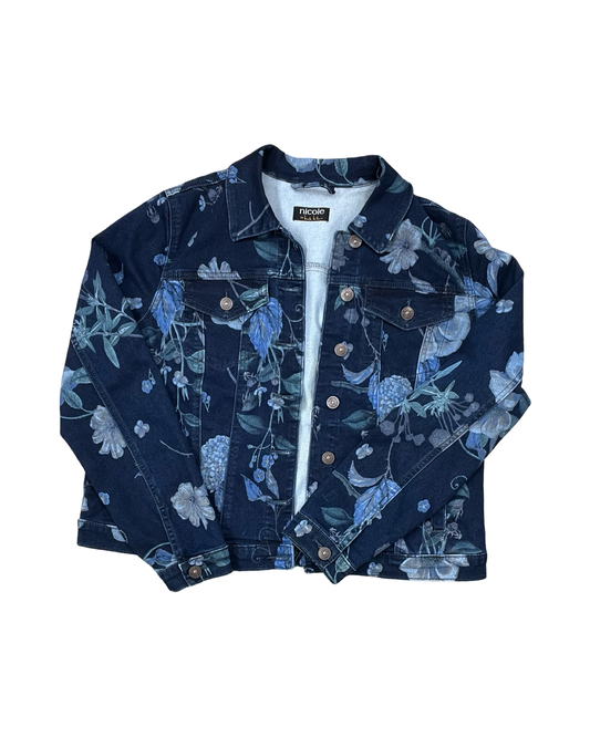 Jacket Denim By Nicole By Nicole Miller In Blue Denim, Size:M