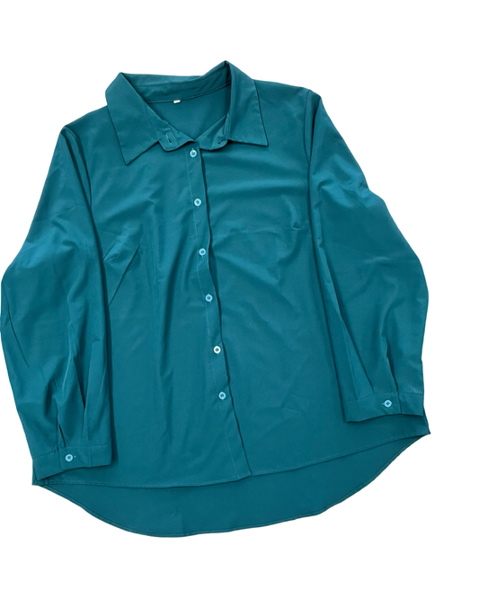 Blouse Ls By Clothes Mentor In Green, Size:3X