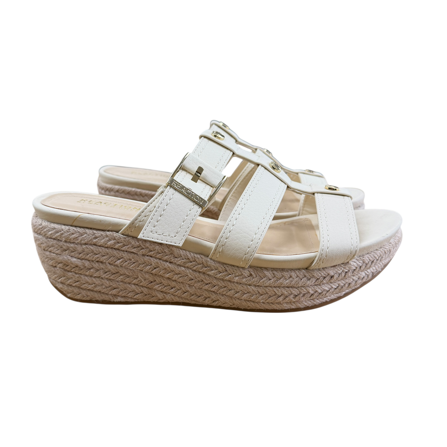 Sandals Heels Wedge By Kenneth Cole Reaction In Cream, Size:9