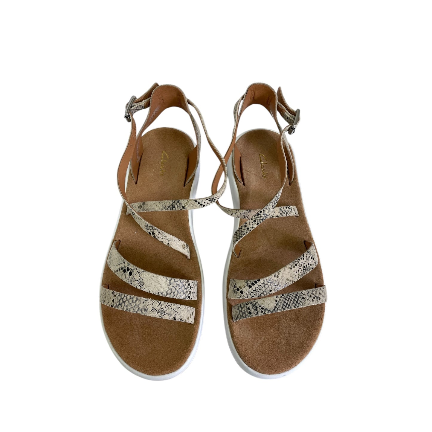 Sandals Flats By Clarks In Taupe, Size:7.5