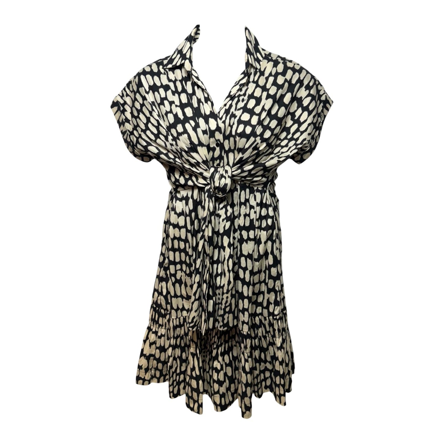 Dress Casual Midi By Black Label By Chicos In Black & Cream, Size: M