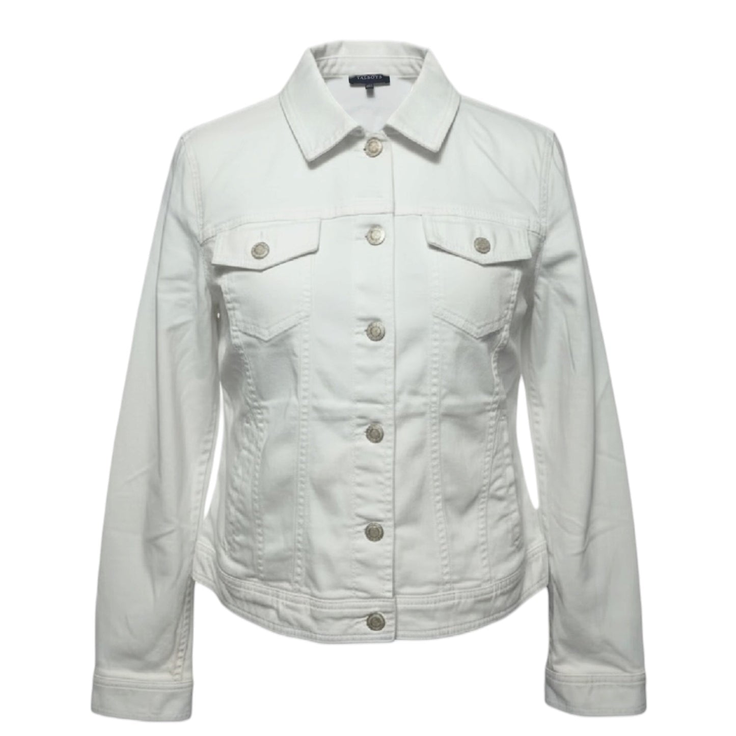 Jacket Denim By Talbots In White, Size: L