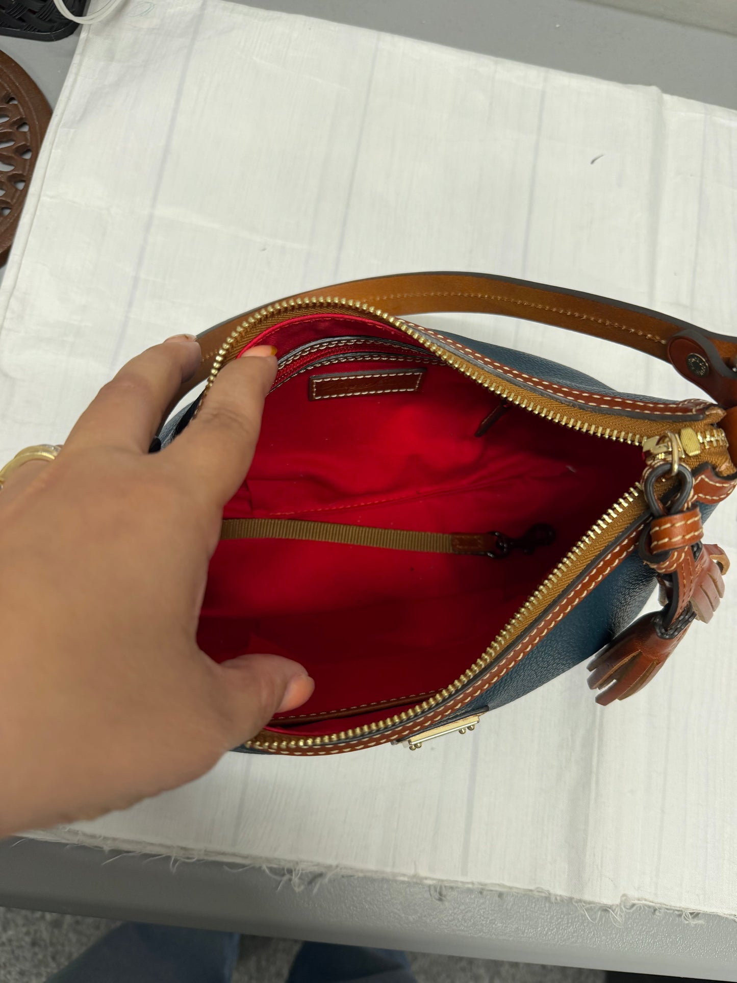 Handbag Designer By Dooney And Bourke In Teal, Size:Medium