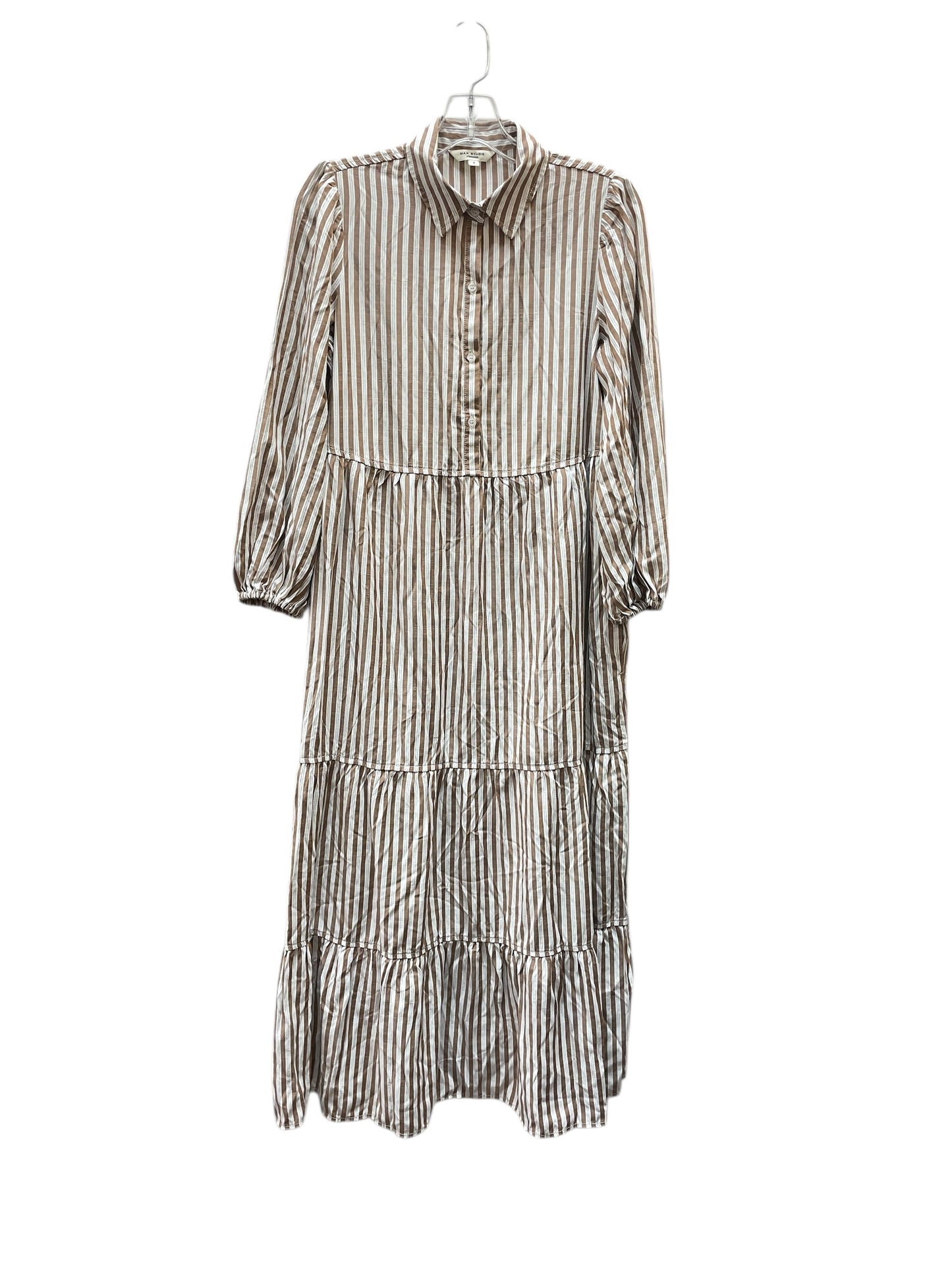 Dress Casual Maxi By Max Studio In Tan & White, Size:S