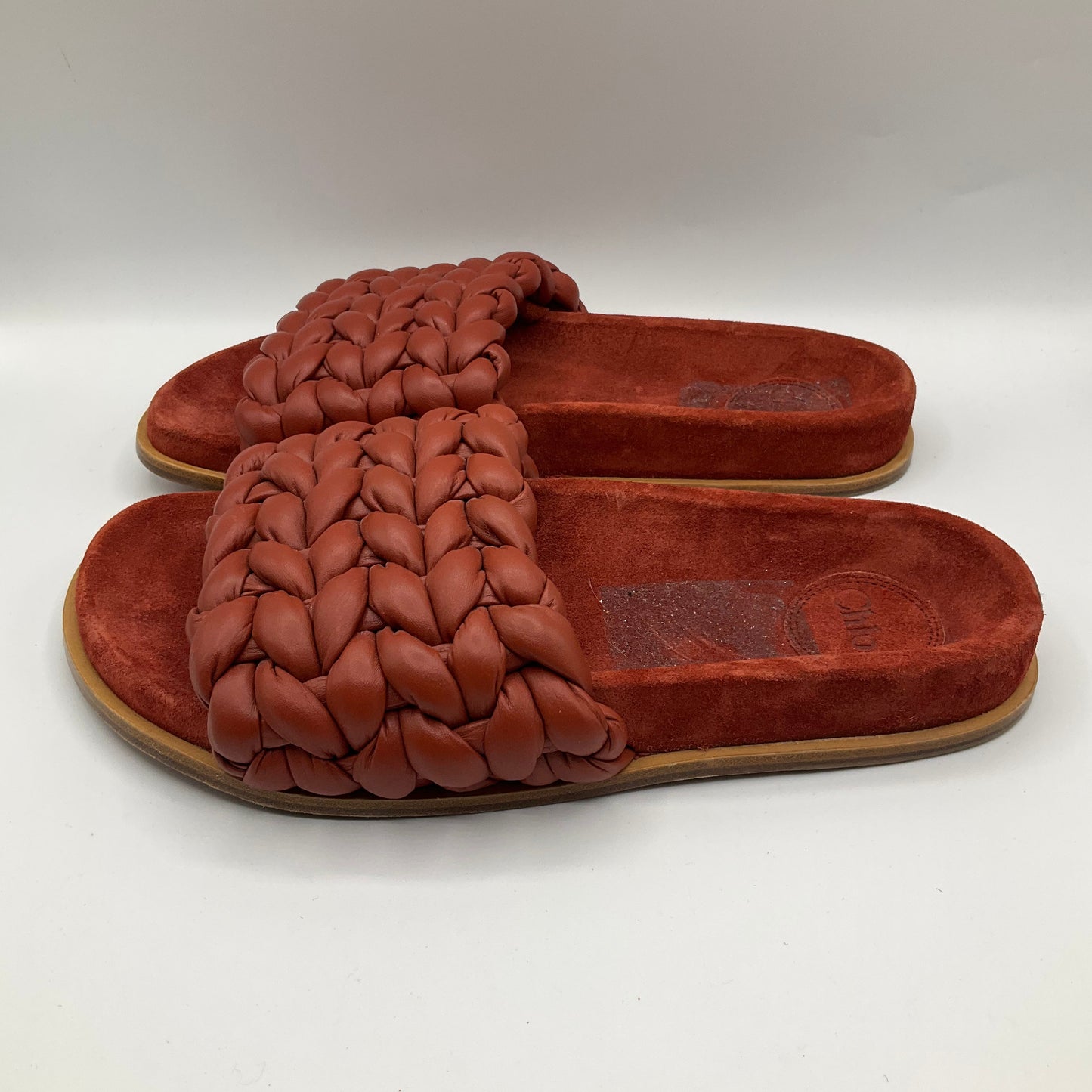 Red Sandals Designer Chloe, Size 8