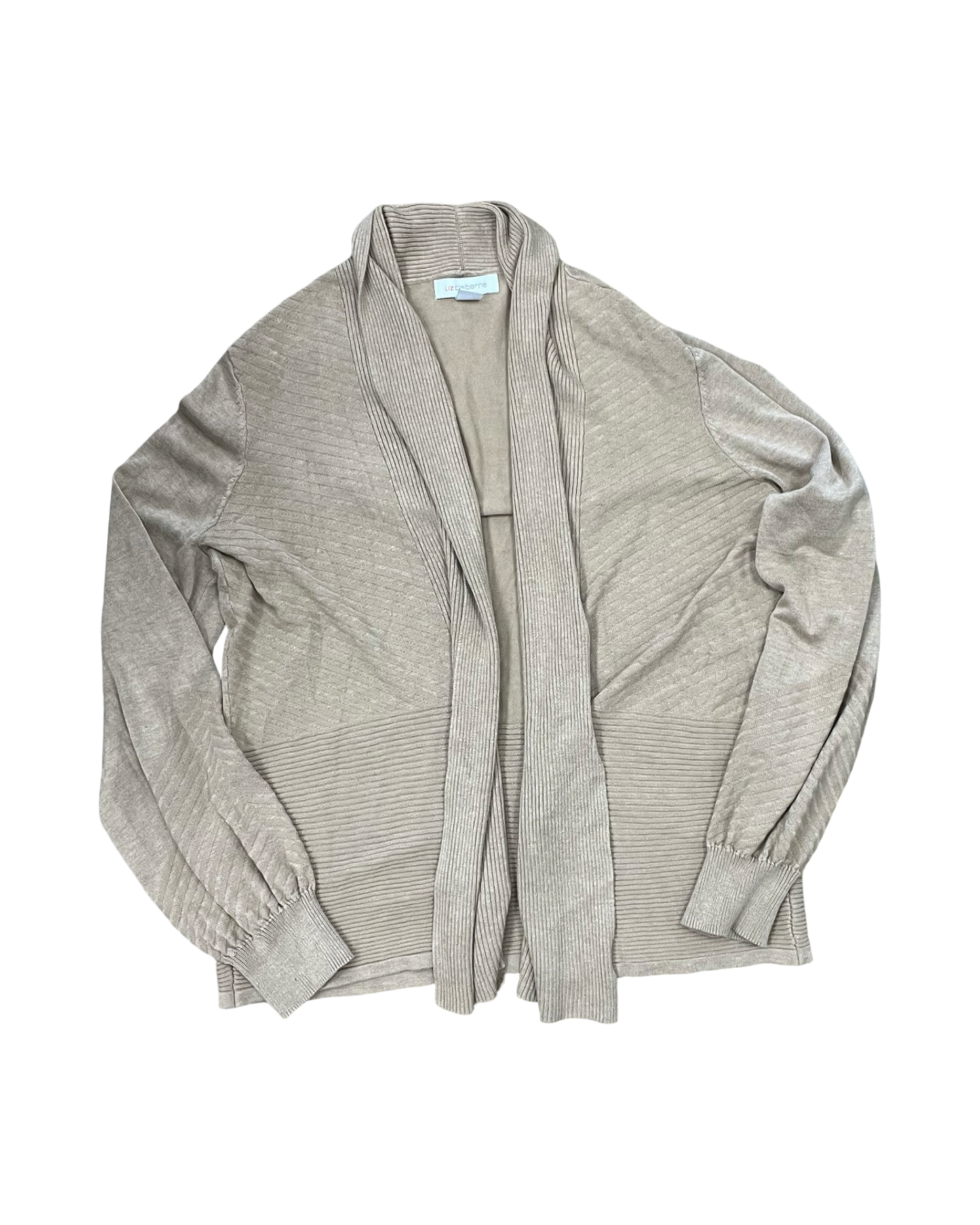Sweater Cardigan By Liz Claiborne In Tan, Size:Xl
