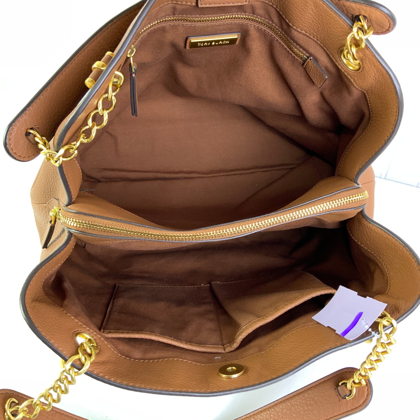 Handbag Designer By Tory Burch In Brown, Size:Large