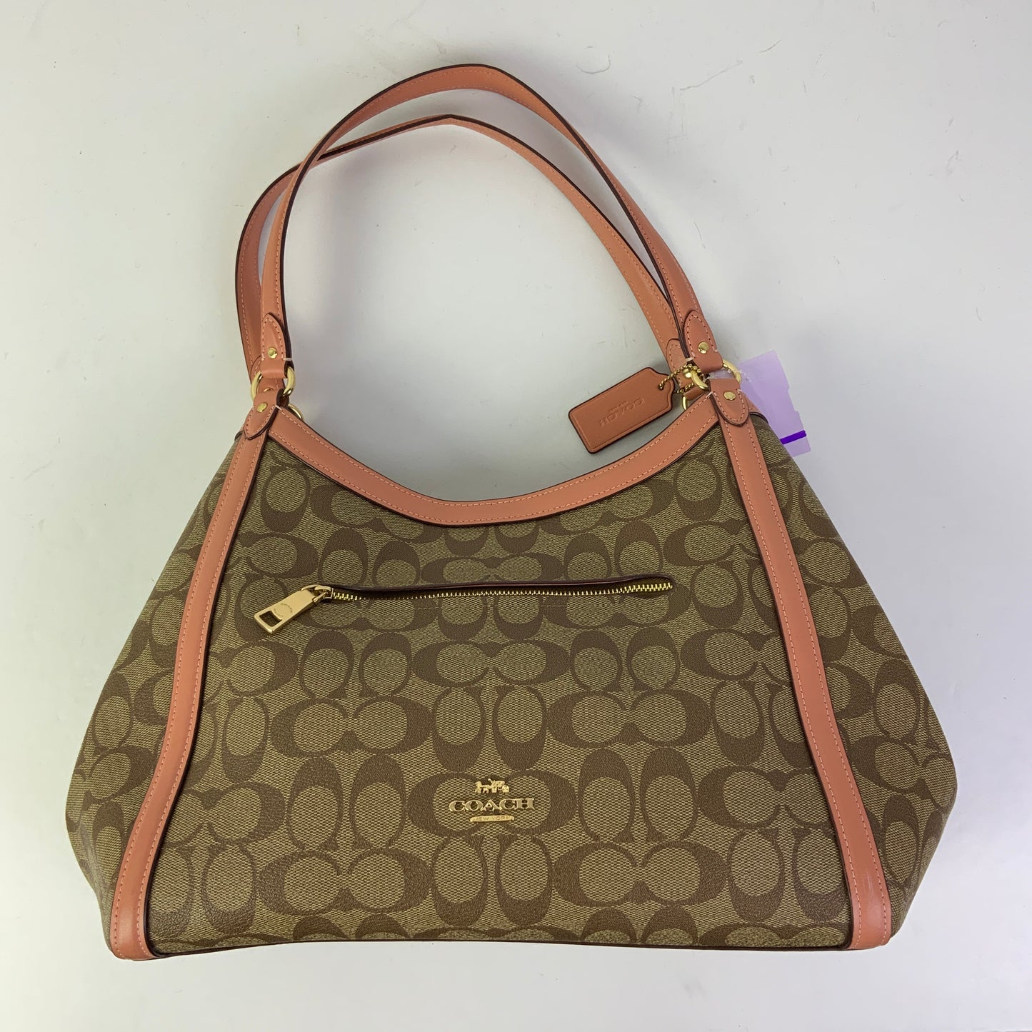 Handbag Designer By Coach In Brown & Pink, Size:Medium