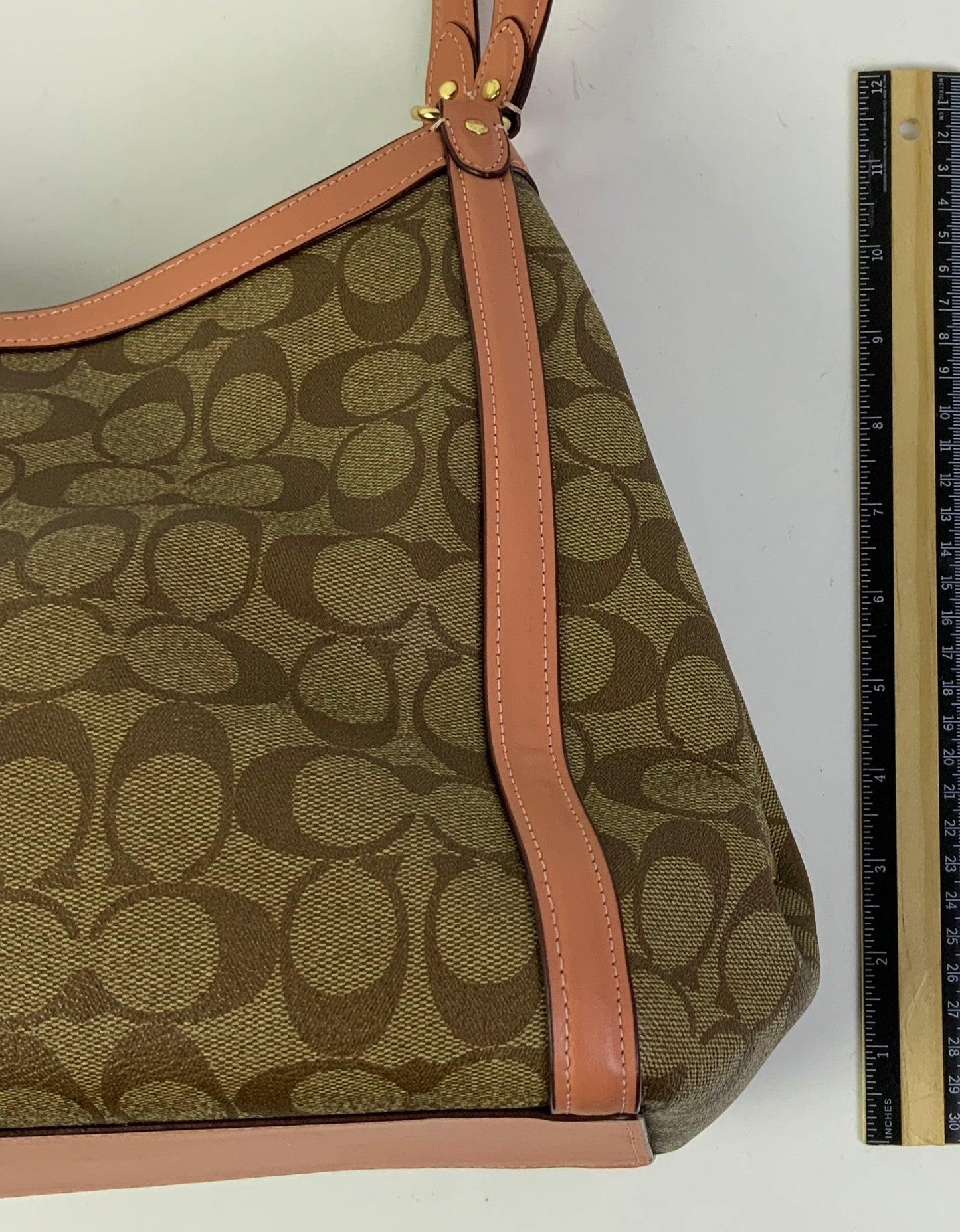 Handbag Designer By Coach In Brown & Pink, Size:Medium