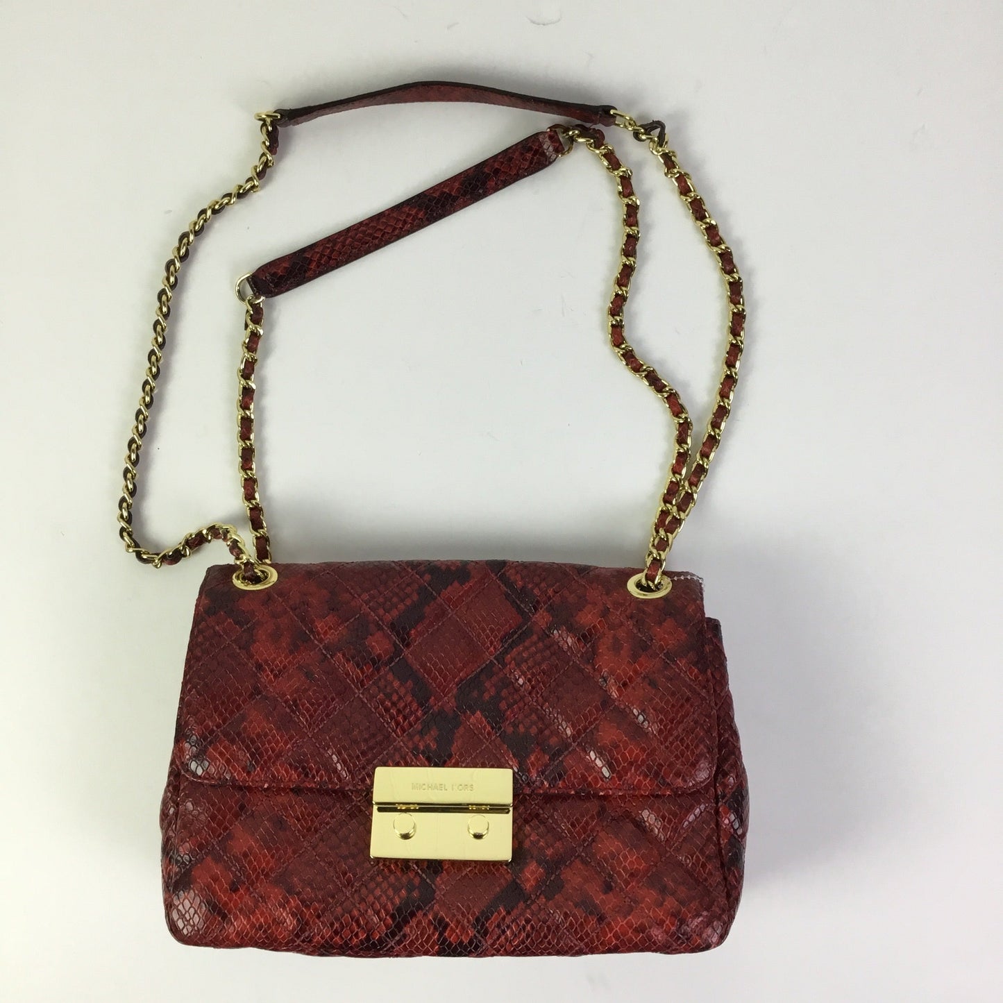 Handbag Designer By Michael Kors In Black & Red, Size:Medium