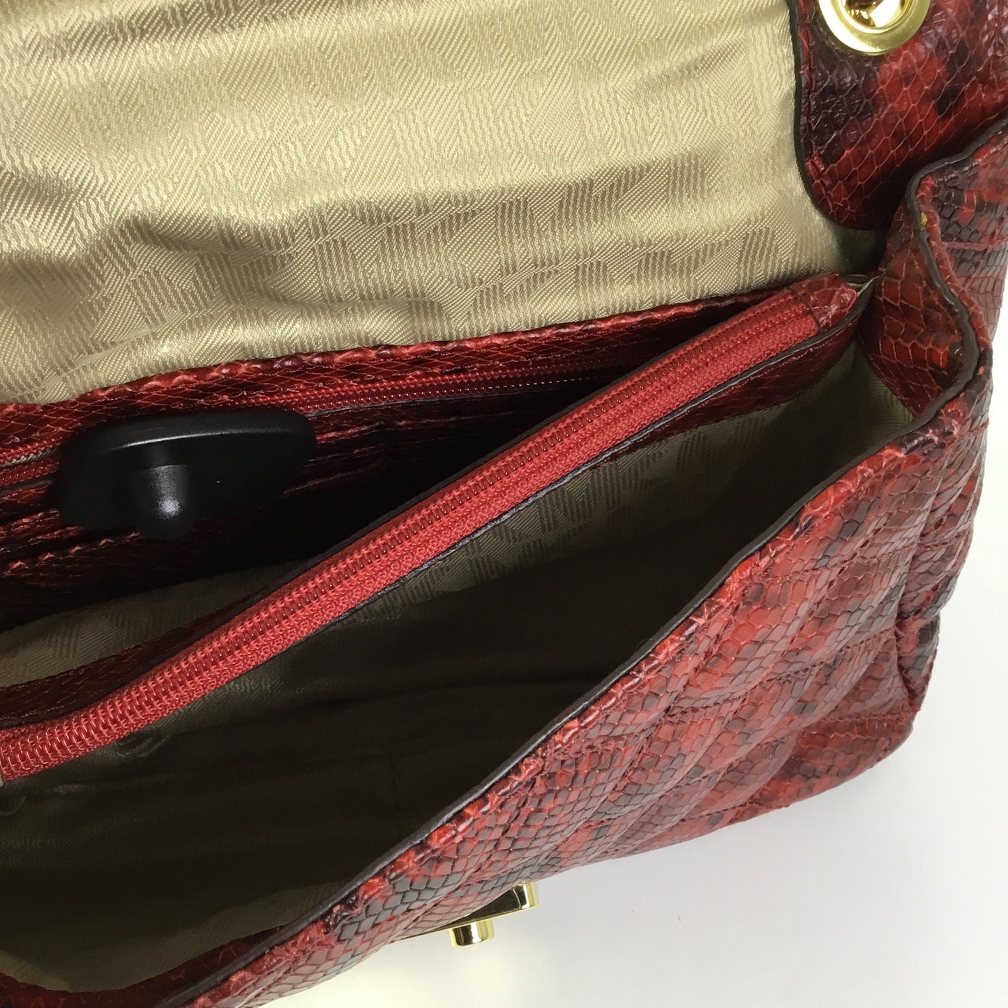 Handbag Designer By Michael Kors In Black & Red, Size:Medium