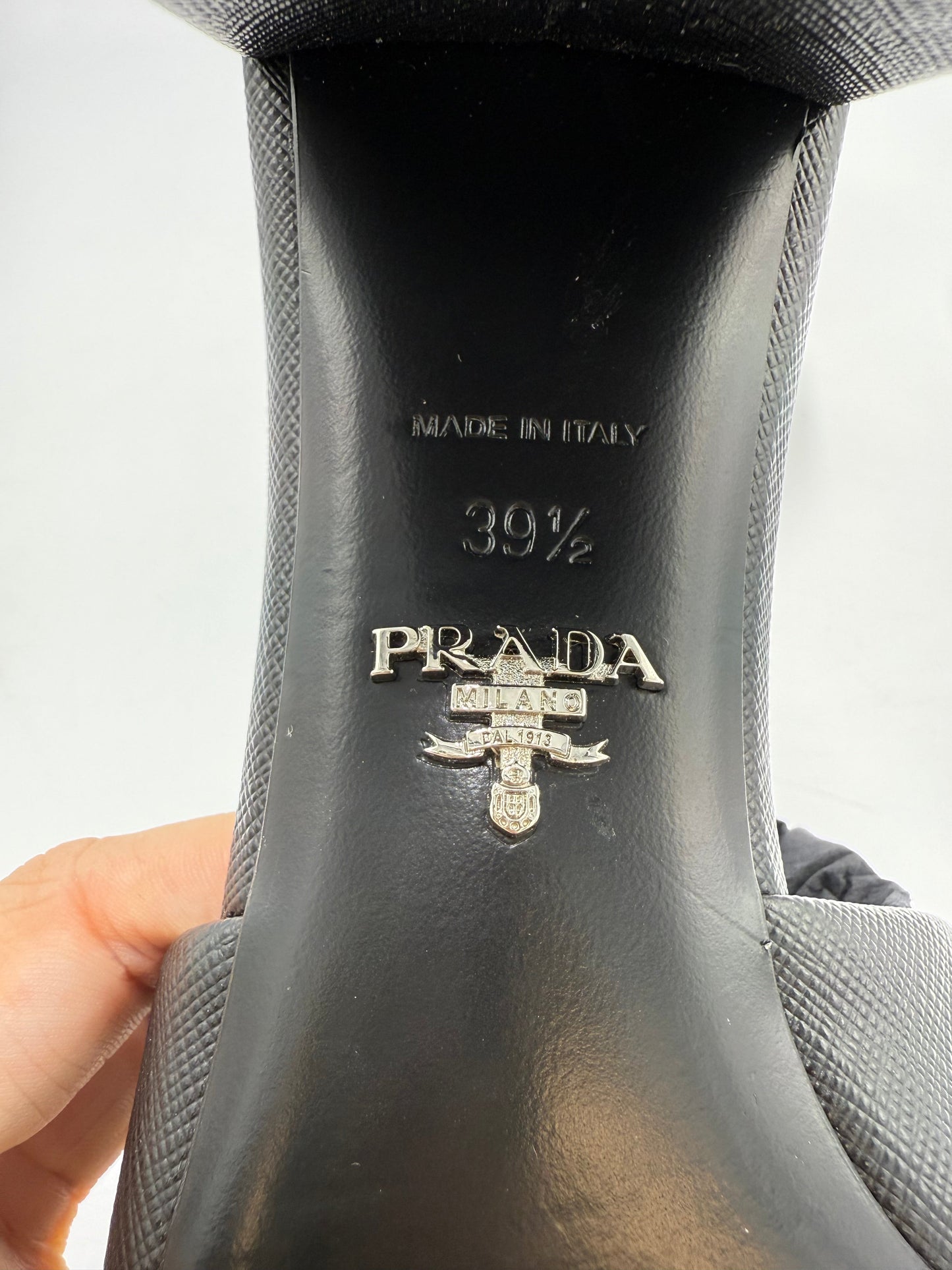 Sandals Luxury Designer By Prada In Black, Size: 9.5 (39.5)