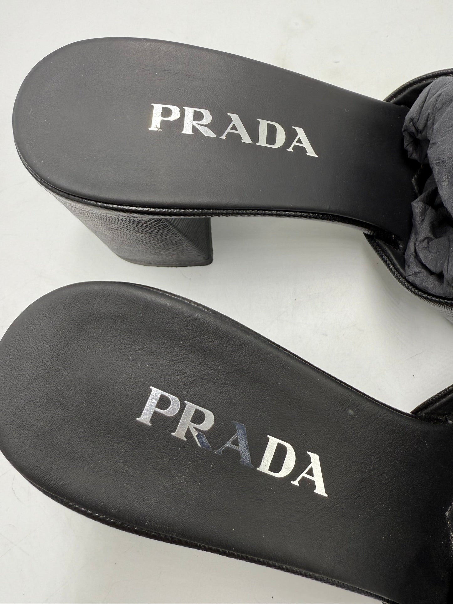 Sandals Luxury Designer By Prada In Black, Size: 9.5 (39.5)