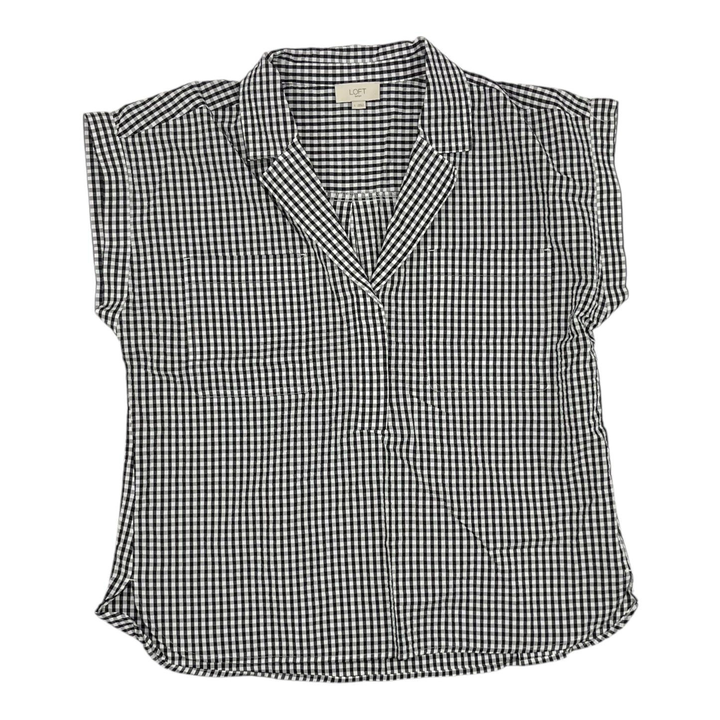 Blouse Ss By Loft In Black & White, Size:L