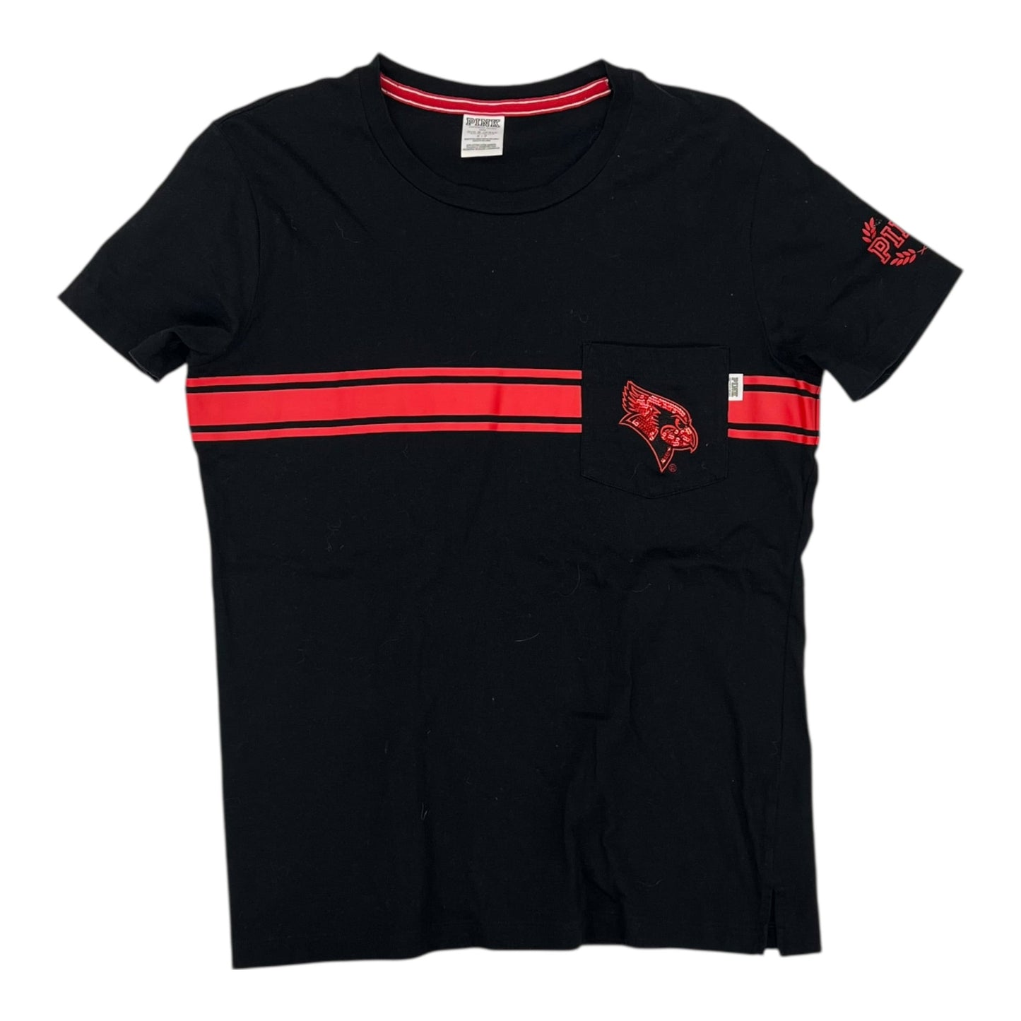Athletic Top Ss By Pink In Black & Red, Size:S