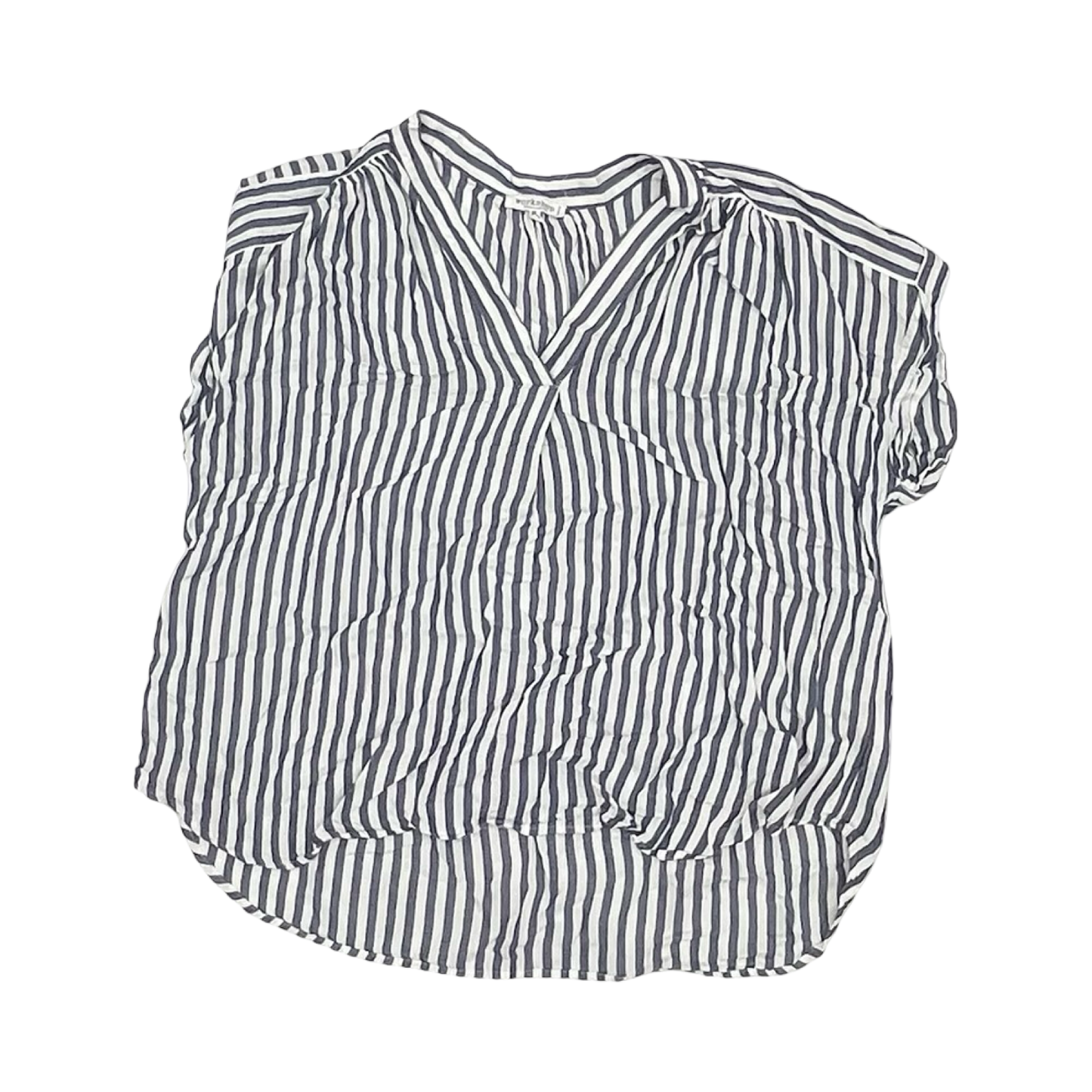 Blouse Ss By Workshop In Blue & White, Size:2X