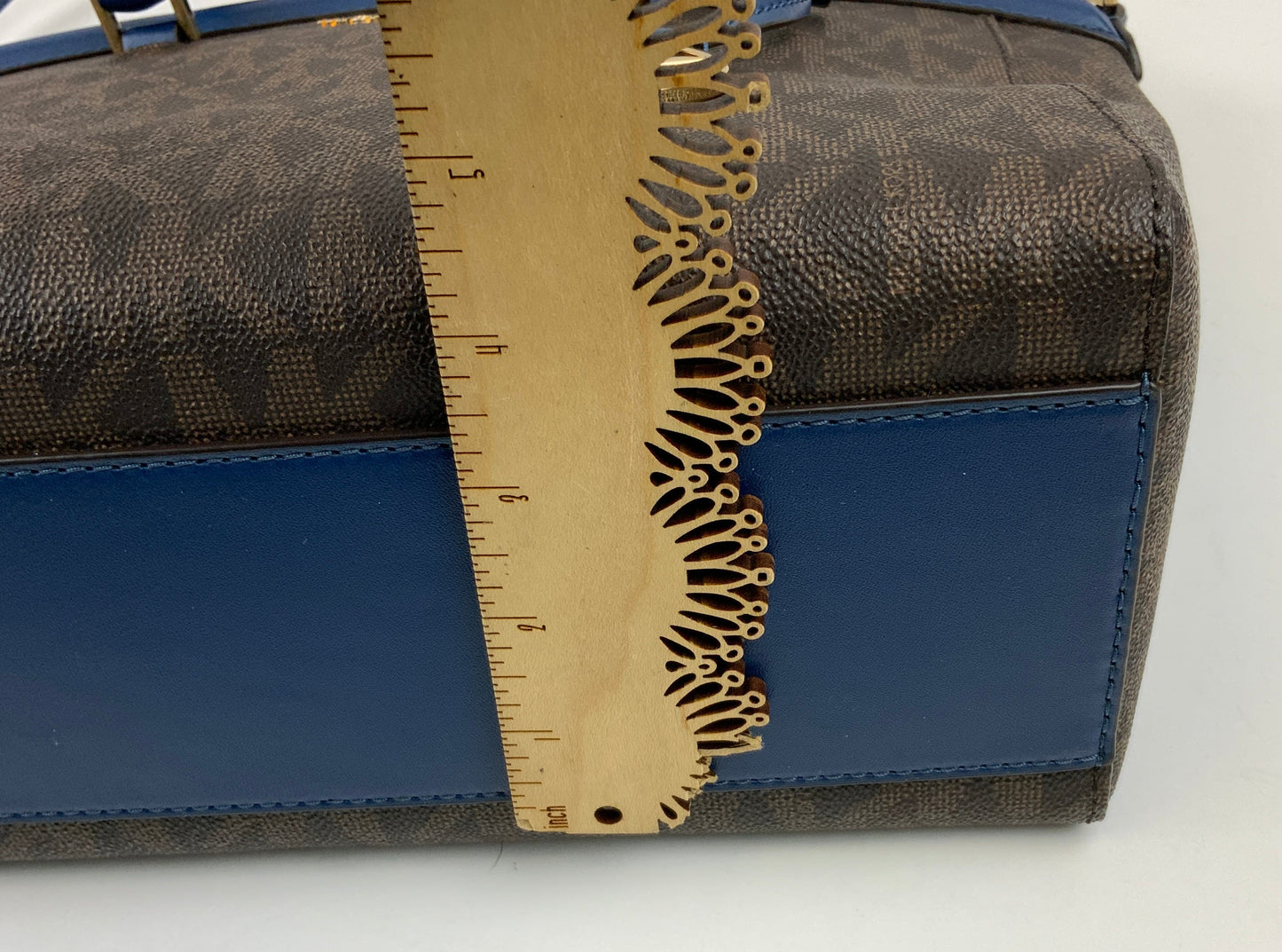 Handbag Designer By Michael Kors In Blue & Brown, Size:Small