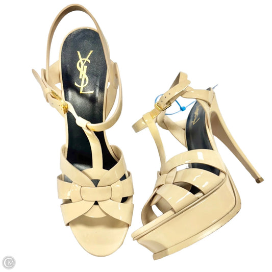 Shoes Luxury Designer By Yves Saint Laurent In Cream, Size: 10