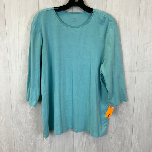Top 3/4 Sleeve Basic By Cj Banks In Blue, Size:2X