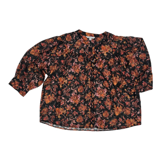 Blouse Ls By Ophelia Roe In Black & Orange, Size:1X