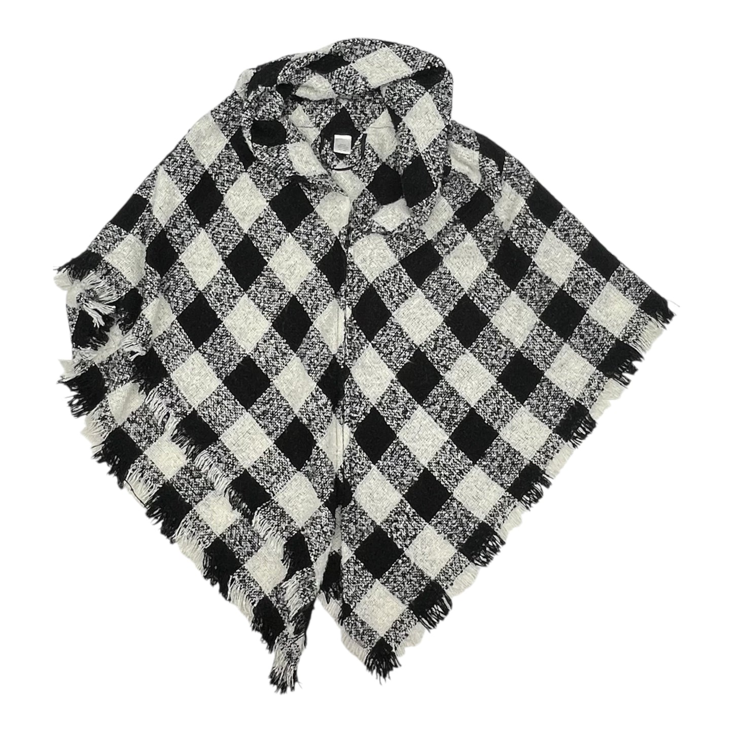 Poncho By Clothes Mentor In Black & Cream, Size:Osfm
