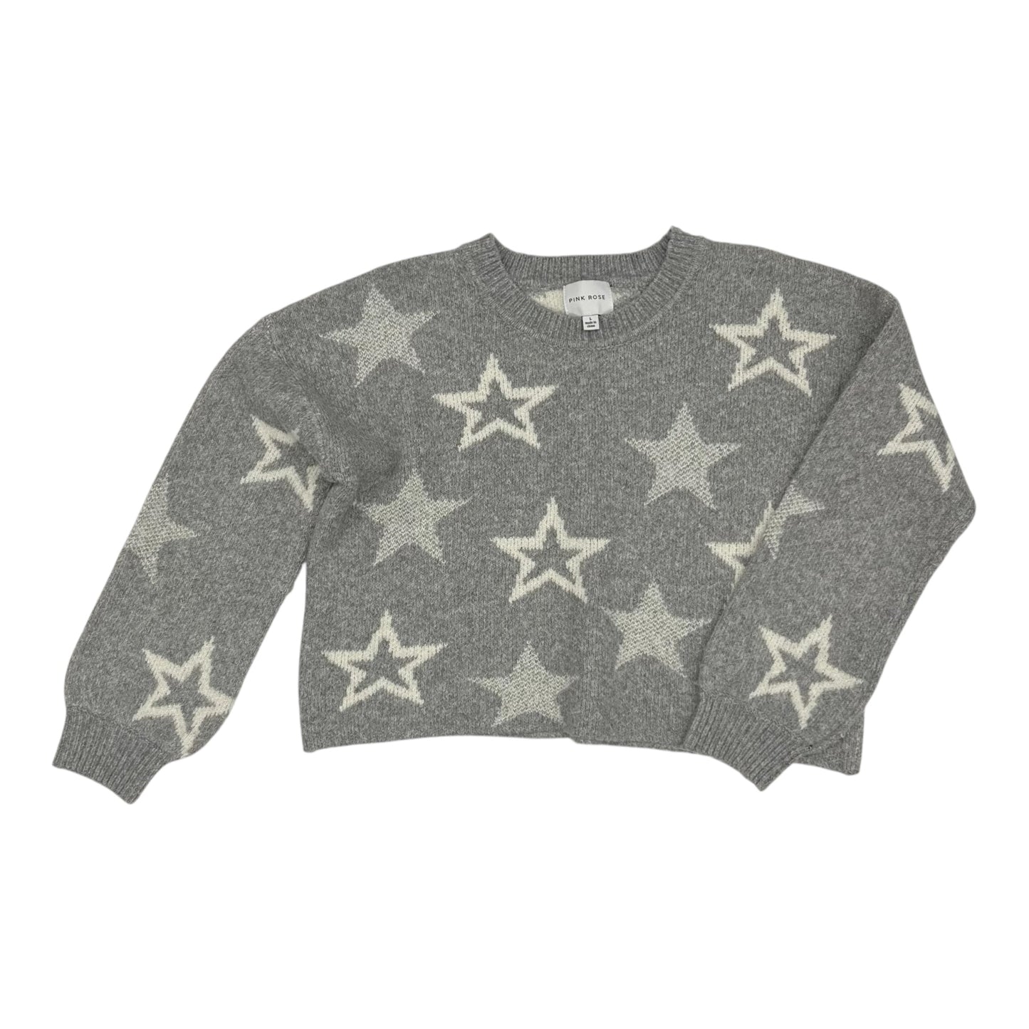 Sweater By Pink Rose In Grey & White, Size:L