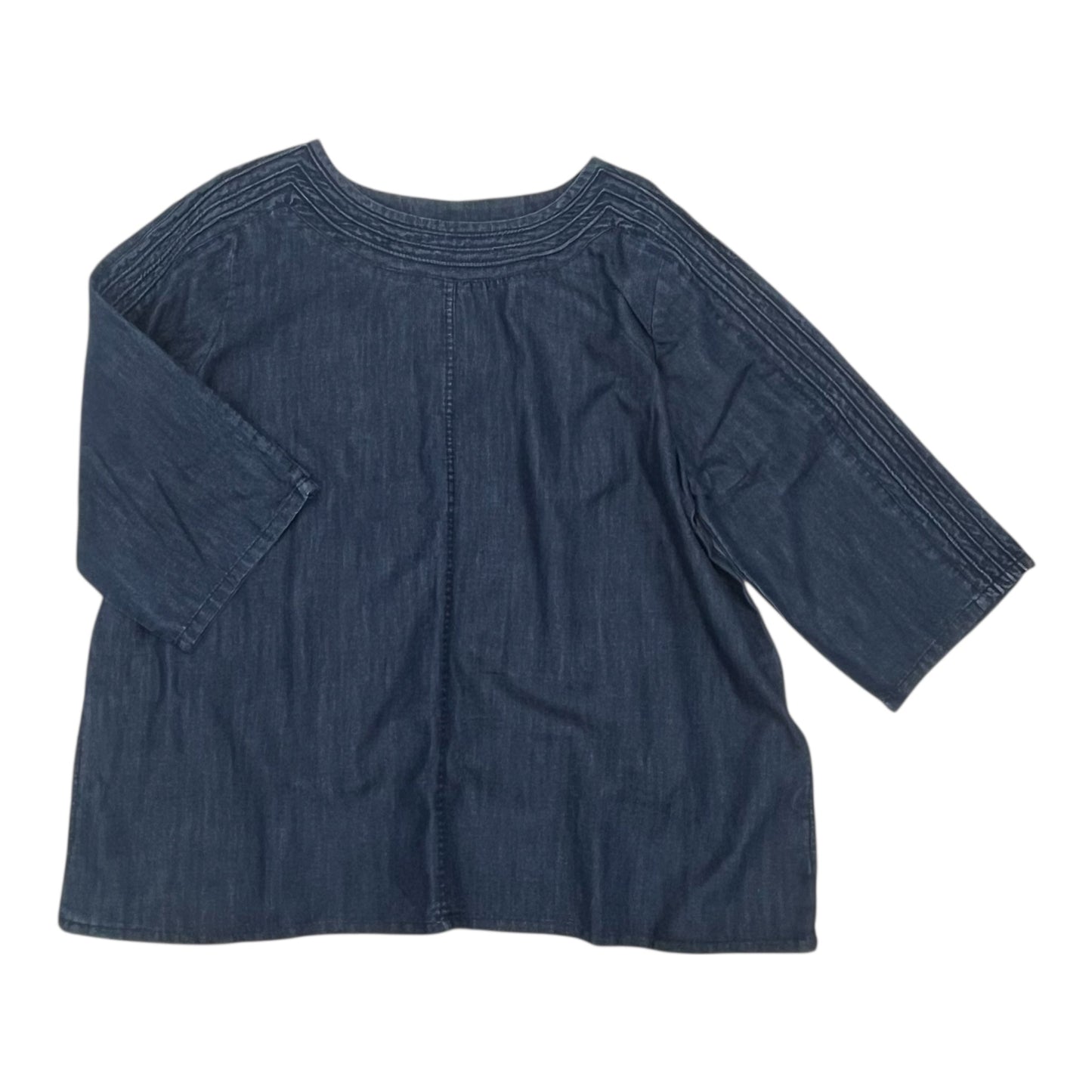 Top 3/4 Sleeve By Clothes Mentor In Blue Denim, Size:Xl