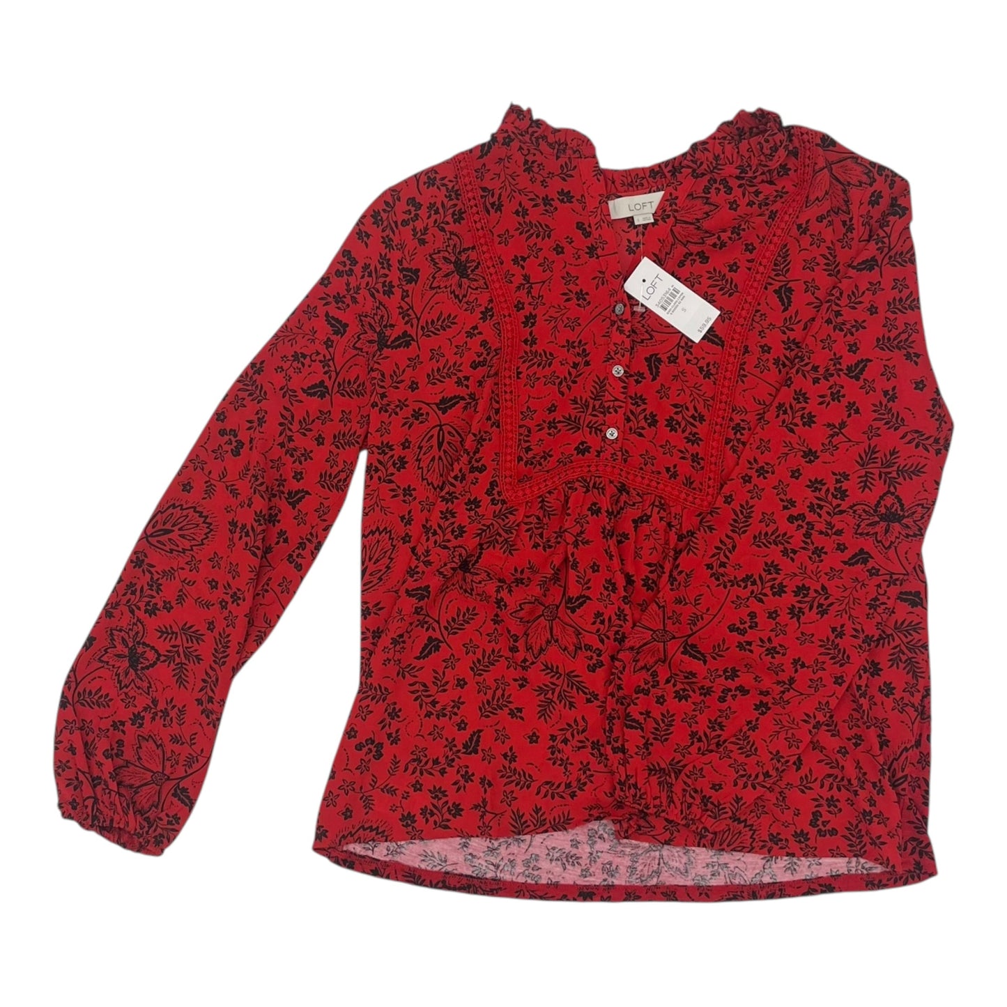 Blouse Ls By Loft In Red, Size:S