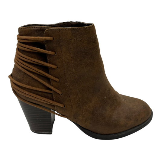 Boots Ankle Heels By Candies In Brown, Size:8