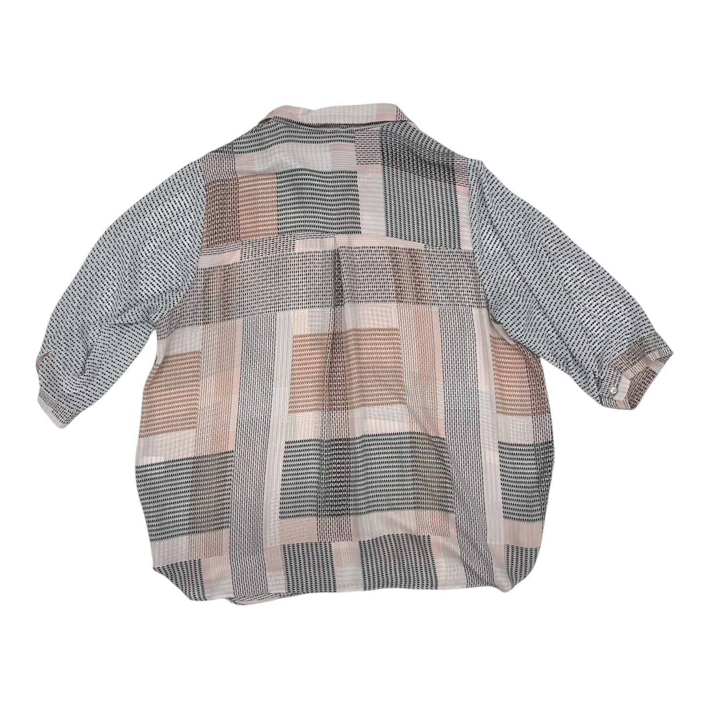 Blouse Ls By Jones And Co In Black & Pink, Size:1X