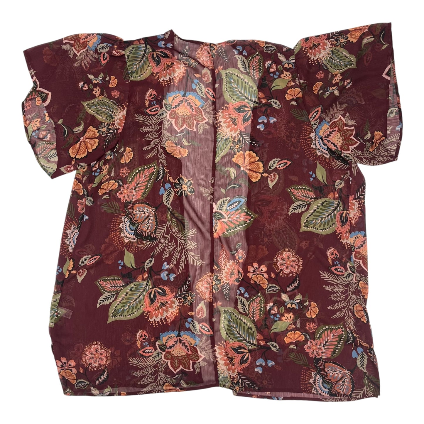 Kimono By Maurices In Maroon, Size:2X