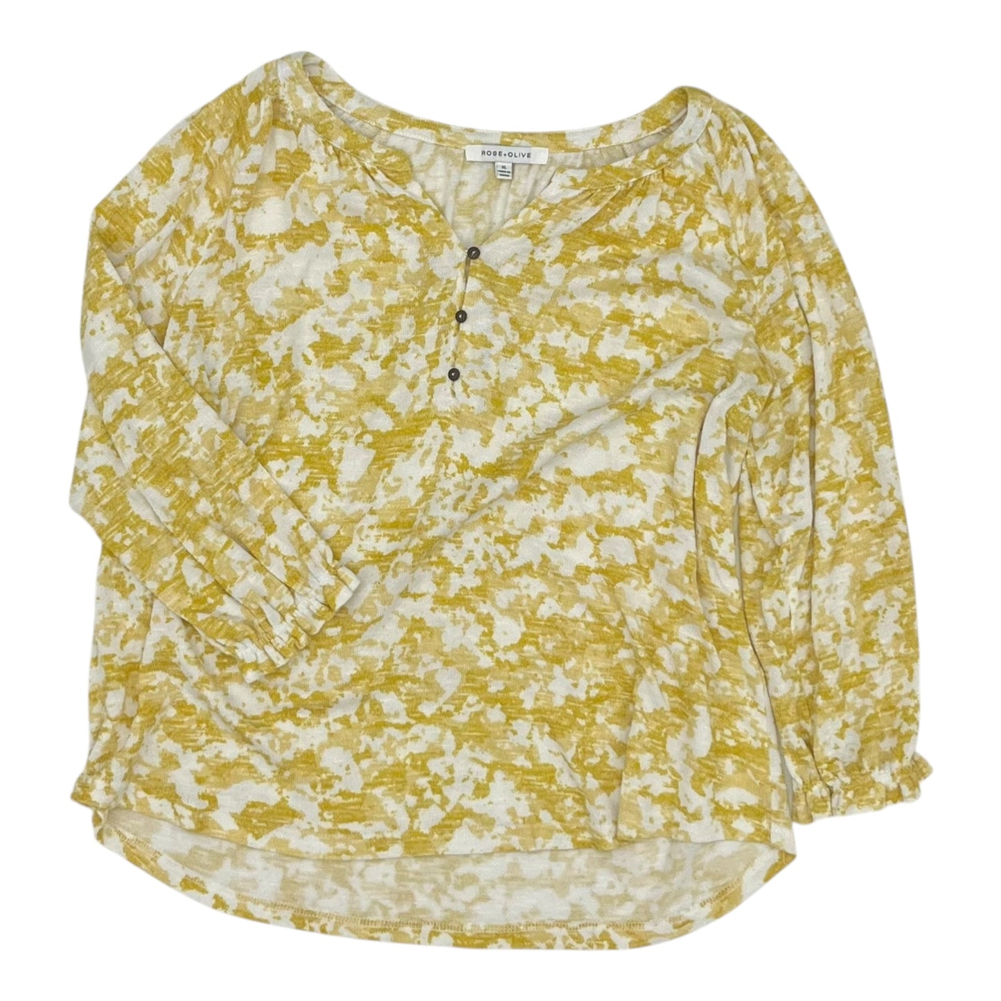 Top 3/4 Sleeve By Rose And Olive In Yellow, Size:Xl