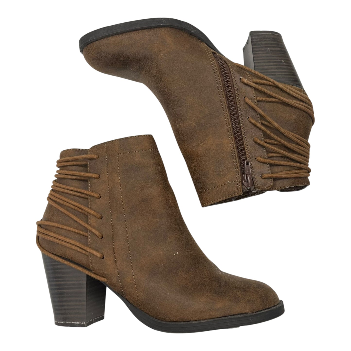 Boots Ankle Heels By Candies In Brown, Size:8