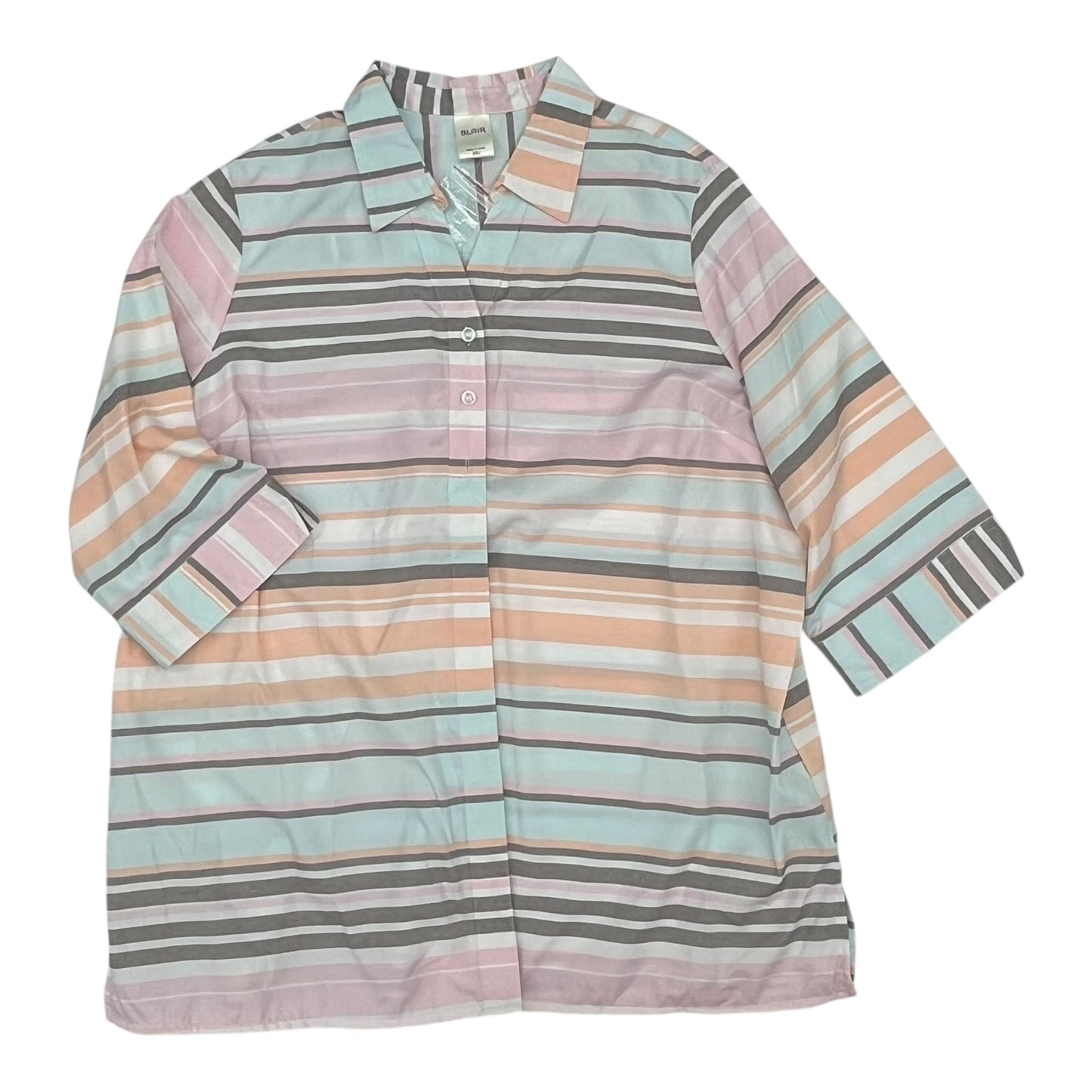 Top 3/4 Sleeve By Blair In Striped Pattern, Size:2X