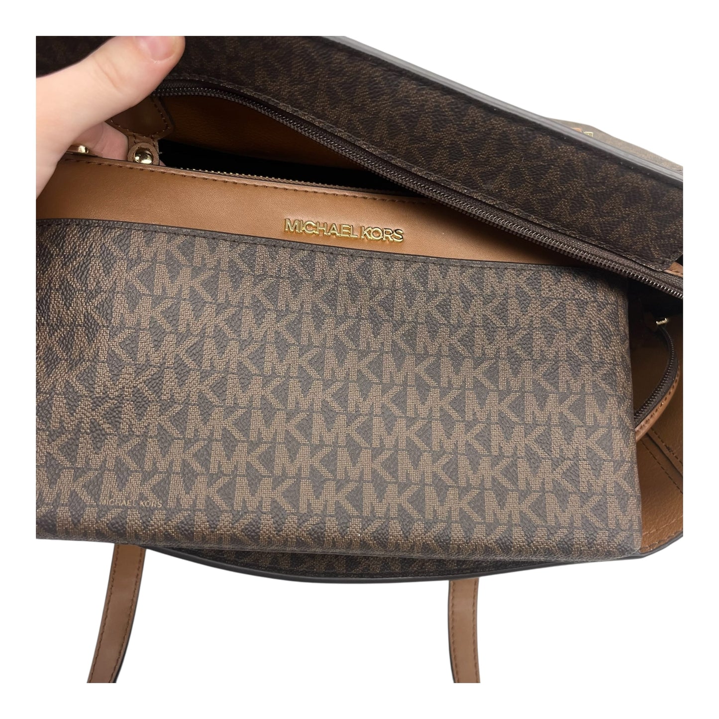 Handbag Designer By Michael Kors In Brown, Size:Large