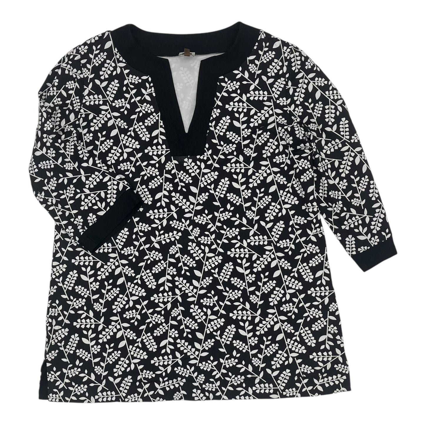 Blouse 3/4 Sleeve By Anne Klein In Black & White, Size:L