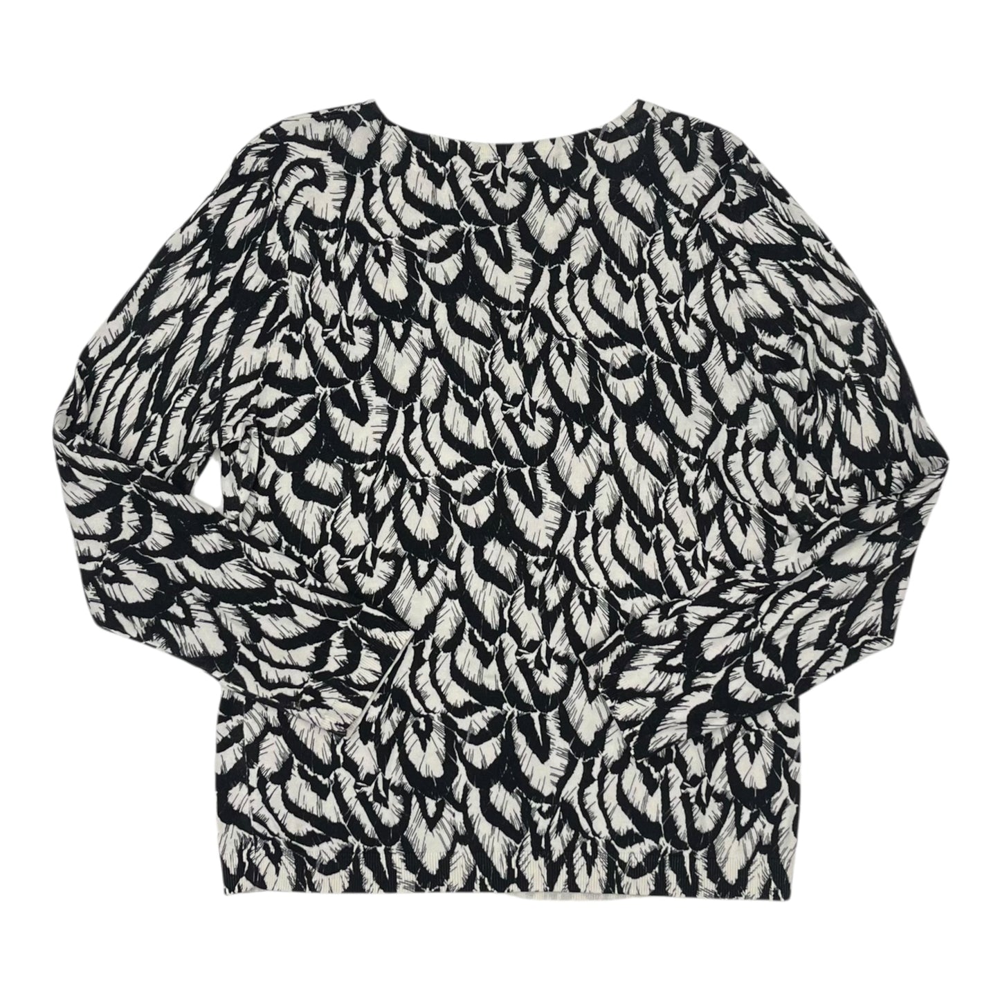 Cardigan By Talbots In Black & Cream, Size:L