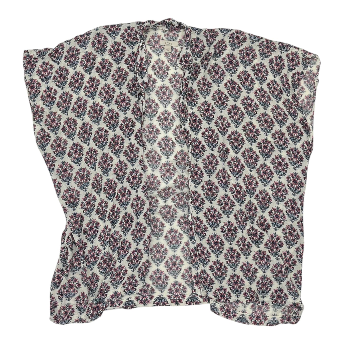 Cardigan By Loft In Cream & Pink, Size:Xs