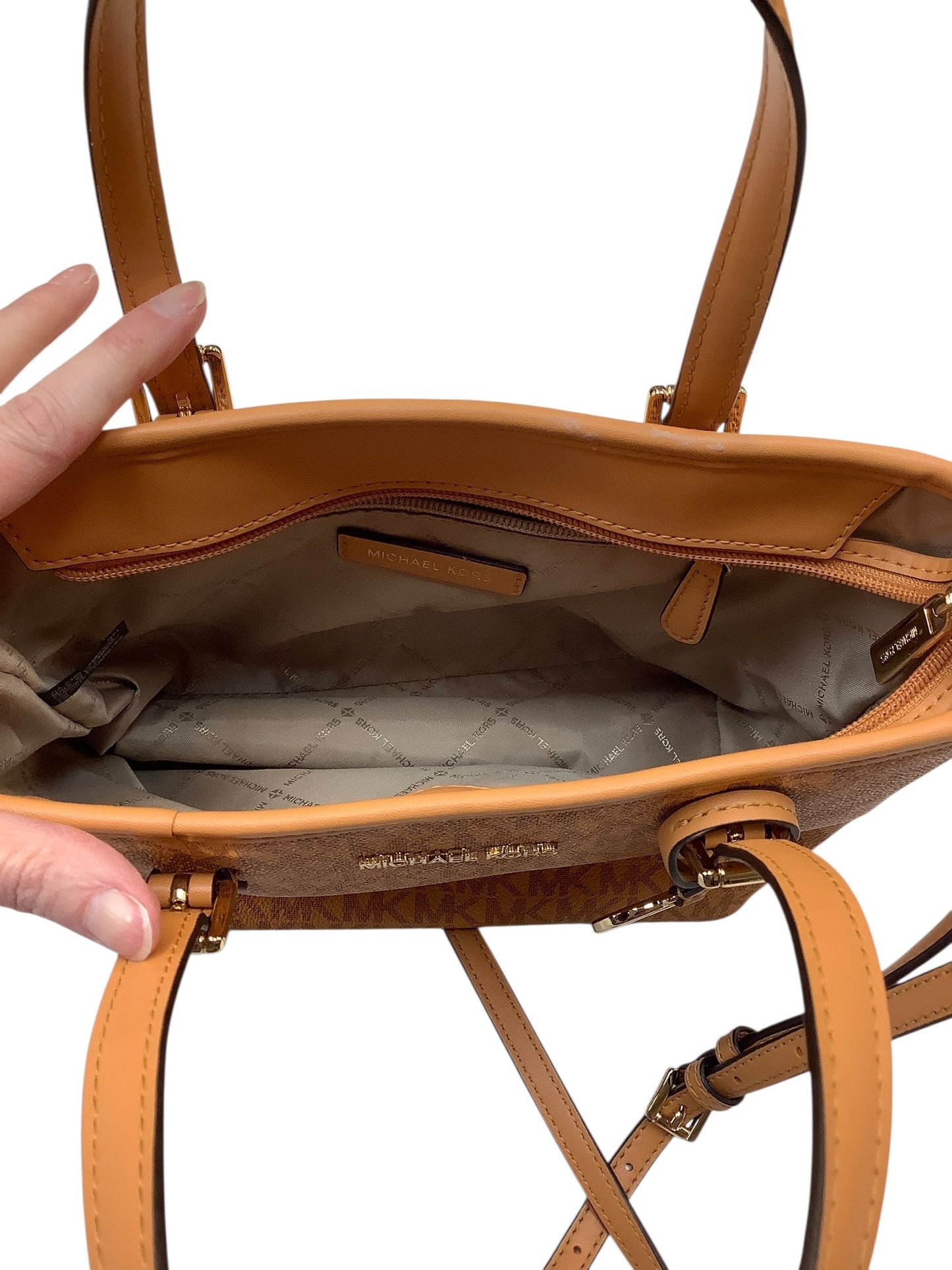 Handbag Designer By Michael Kors In Gold, Size:Small