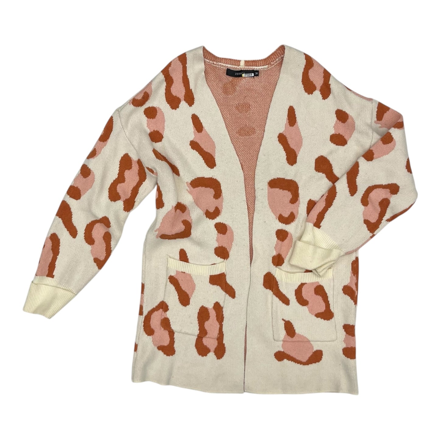 Sweater Cardigan By Zesica In Leopard Print, Size:M
