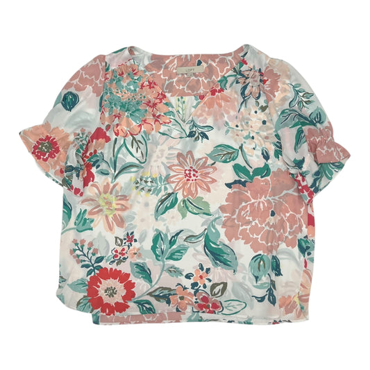 Blouse Ss By Loft In Floral Print, Size:Xl